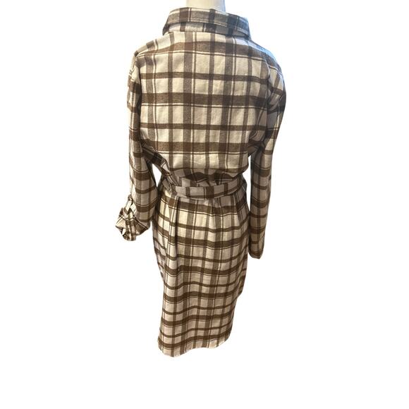 Madison & Hudson Brown Plaid Belted Shirt Dress (Large) - Picture 2 of 7